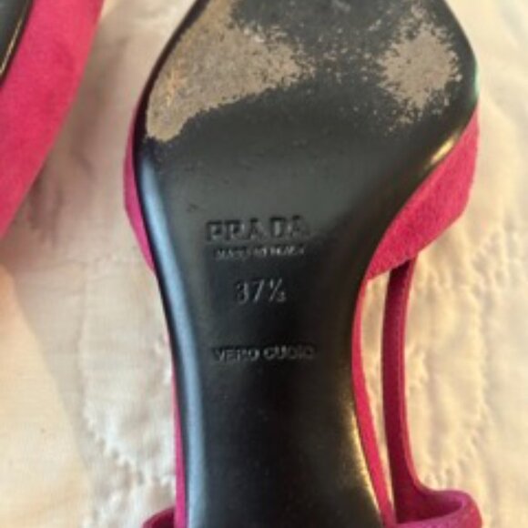 Prada Fuchsia Suede Slingback Heels Size 37.5 - Picture 4 of 10